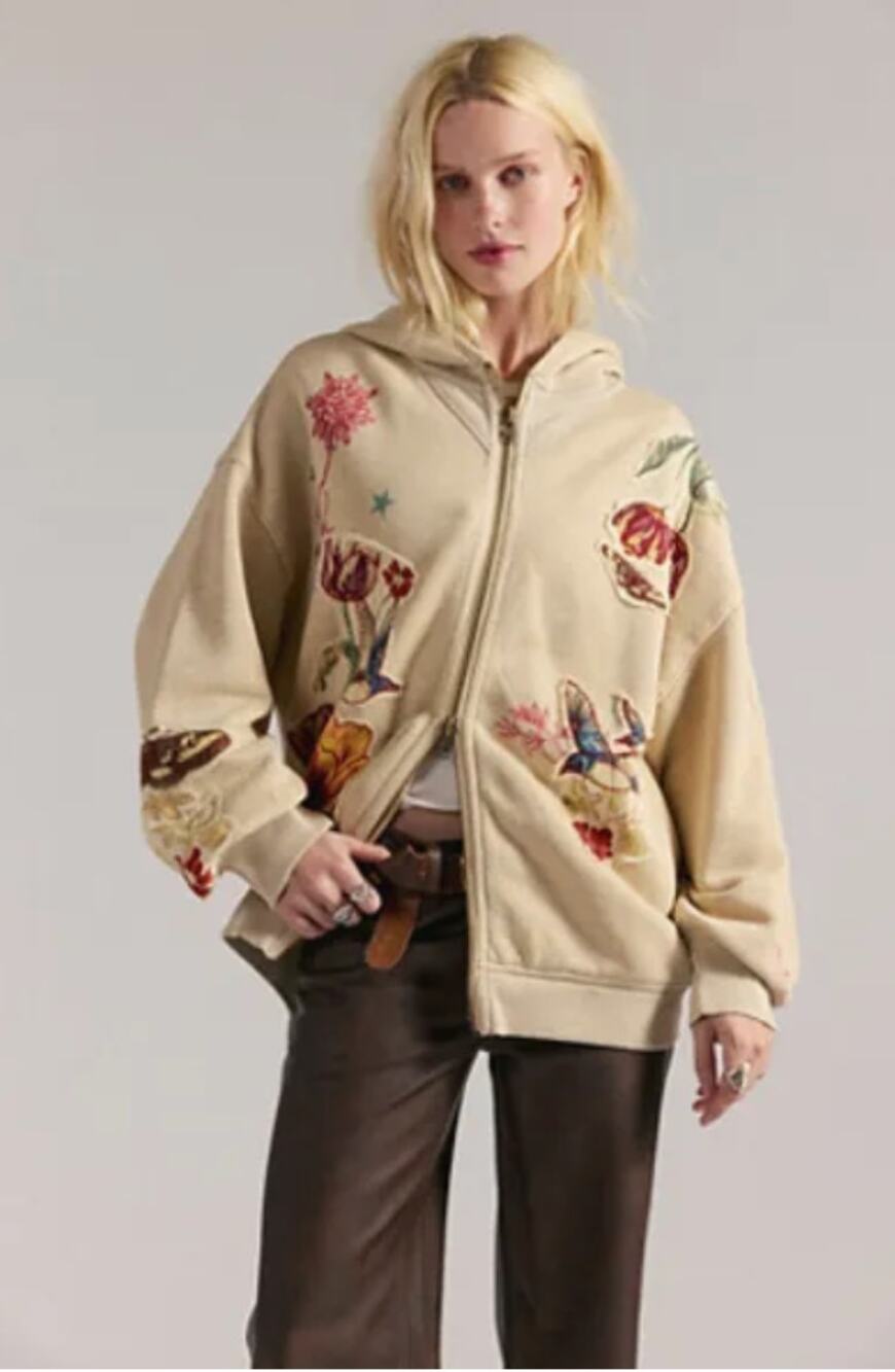 SOLD OUT NWT Free People Grandma's Garden Hoodie | Tea Overdye | Size XL